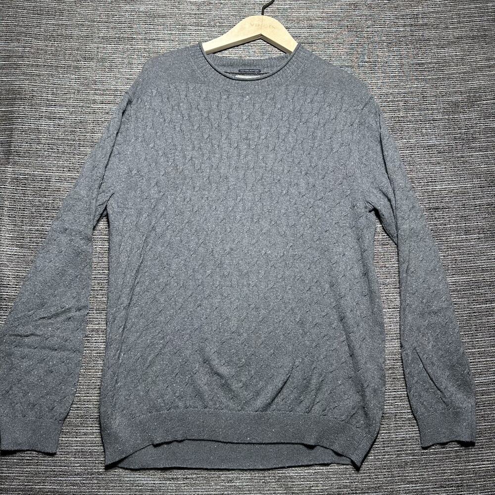 Alcott Tailor Sweater Men's Size XL Gray Cotton Cashmere Pullover Long Sleeve